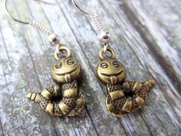 Raupen Ohrringe Vintage Optik Würmer Schlange